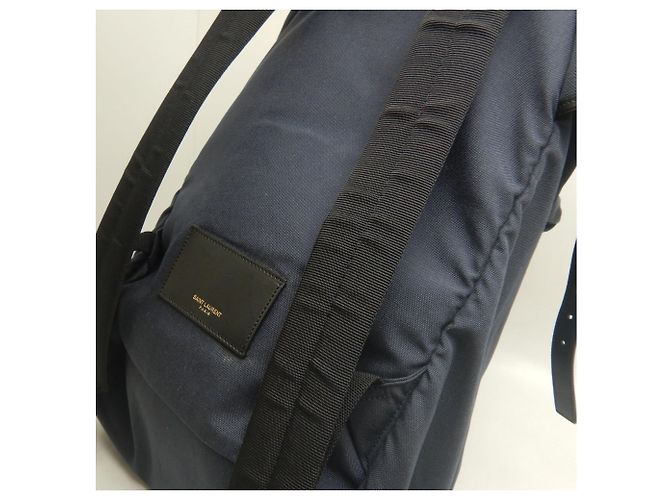 Zaino Yves Saint Laurent in tela e pelle blu navy - vista 8