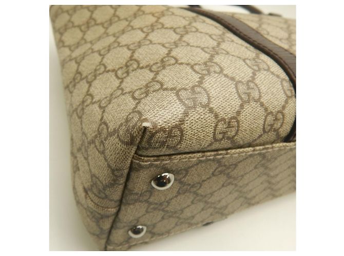Borsa Tote Gucci in tela GG Supreme e pelle beige - vista 13