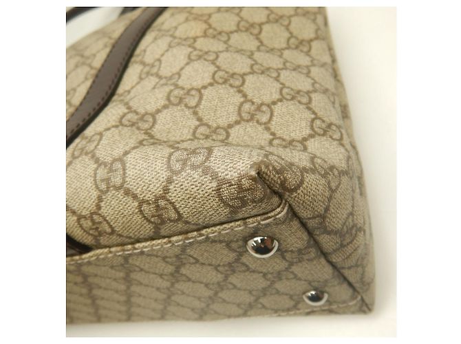Borsa Tote Gucci in tela GG Supreme e pelle beige - vista 16