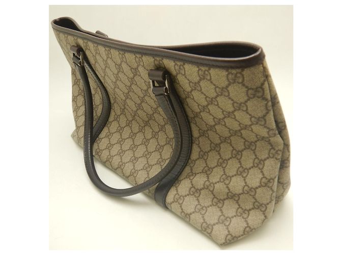 Borsa Tote Gucci in tela GG Supreme e pelle beige - vista 17