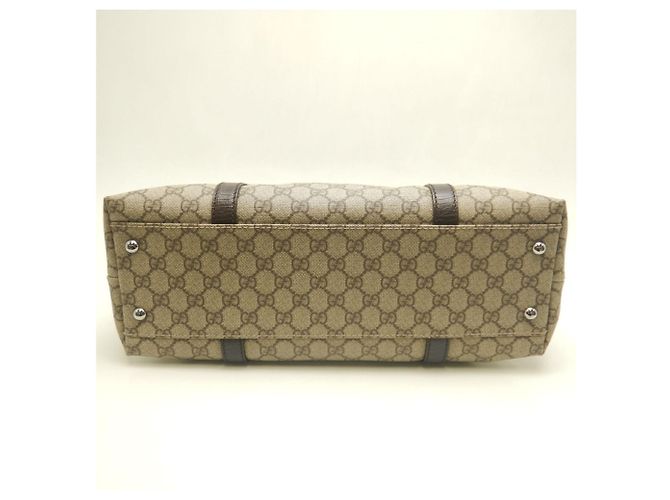 Borsa Tote Gucci in tela GG Supreme e pelle beige - vista 7