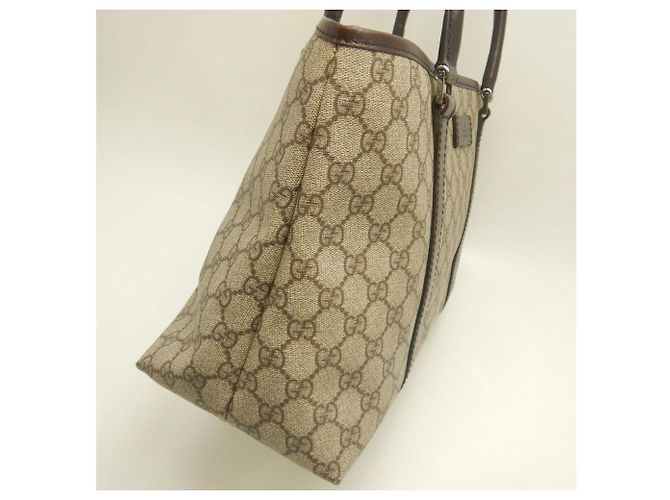 Borsa Tote Gucci in tela GG Supreme e pelle beige - vista 8