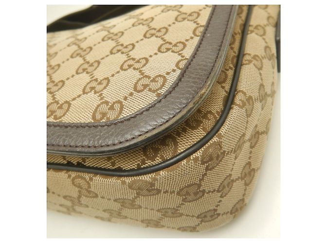 Borsa a tracolla Gucci in tela GG beige e pelle - vista 13