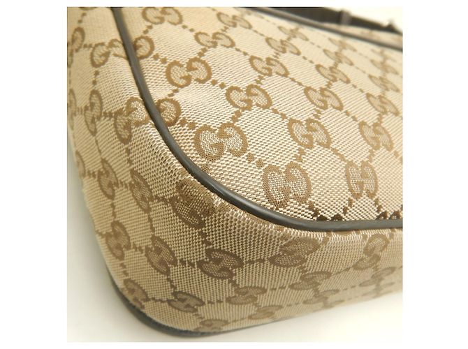 Borsa a tracolla Gucci in tela GG beige e pelle - vista 14