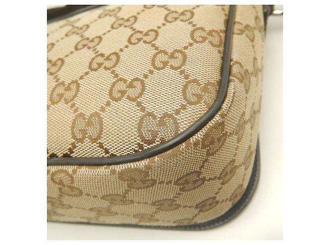 Borsa a tracolla Gucci in tela GG beige e pelle - vista 15
