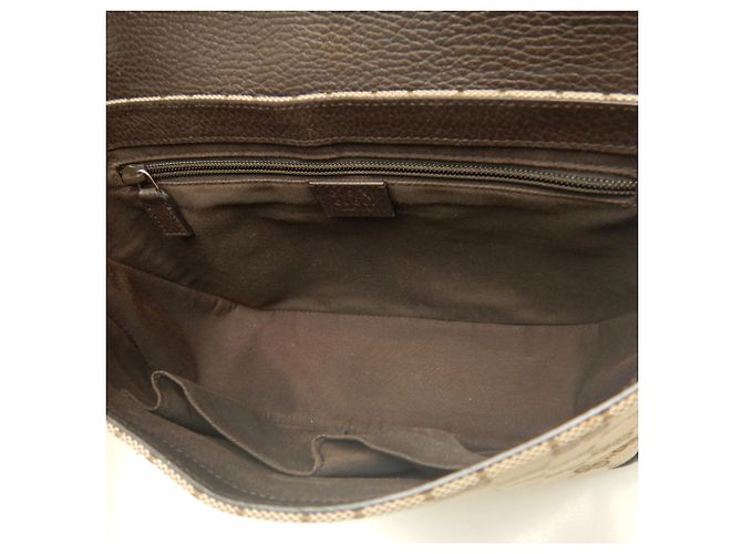 Borsa a tracolla Gucci in tela GG beige e pelle - vista 5