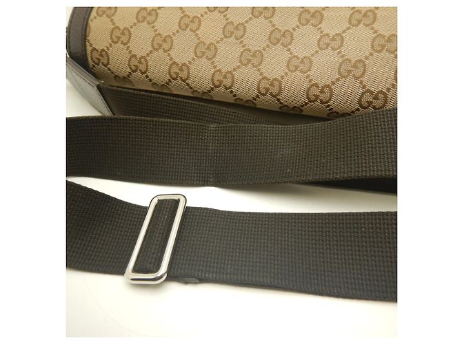 Borsa a tracolla Gucci in tela GG beige e pelle - vista 8