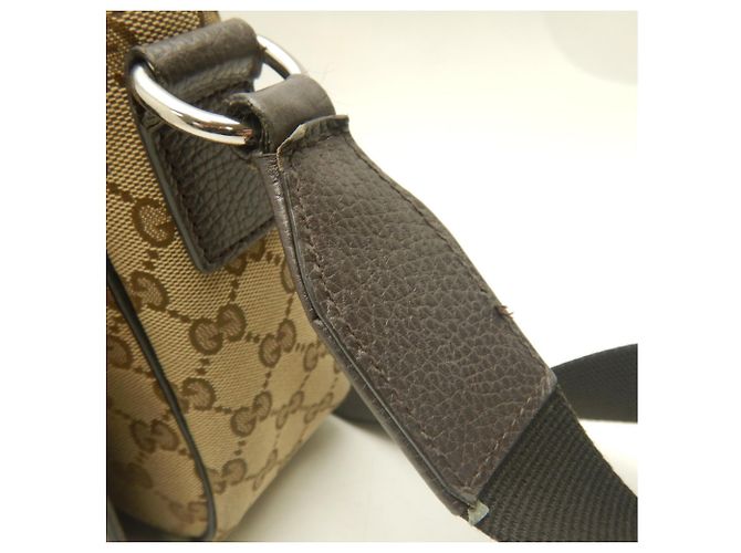 Borsa a tracolla Gucci in tela GG beige e pelle - vista 9
