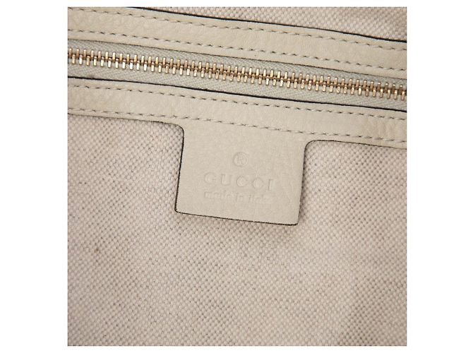 Bamboo Borsa Shopper Gucci in vitello bianco con bambù - vista 5