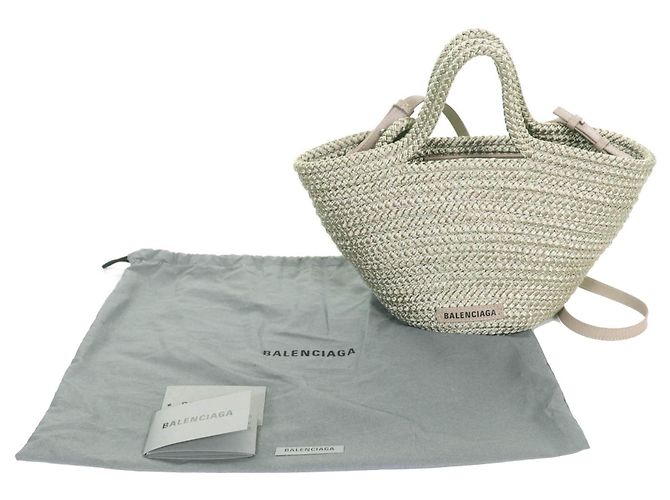 Borsa Ibiza Basket Balenciaga Small in nylon verde Verde chiaro - vista 12