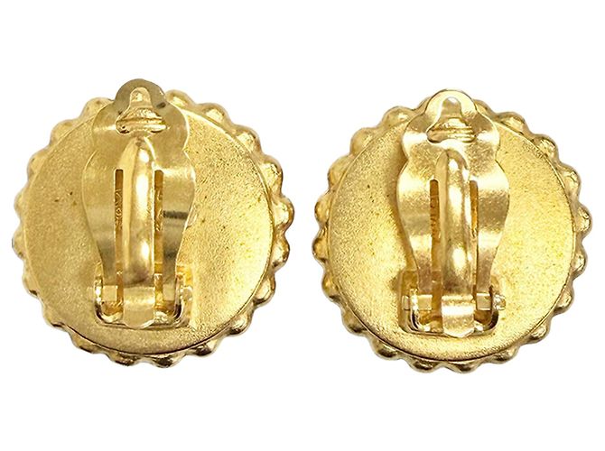 Orecchini a clip Chanel Gold CC placcati in oro e smalto D'oro - vista 3
