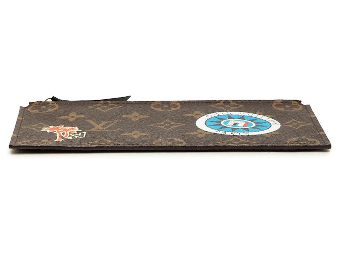 Pochette Félicie Pouch con Zip Louis Vuitton Brown Monogram World Tour Felicie Marrone - vista 3