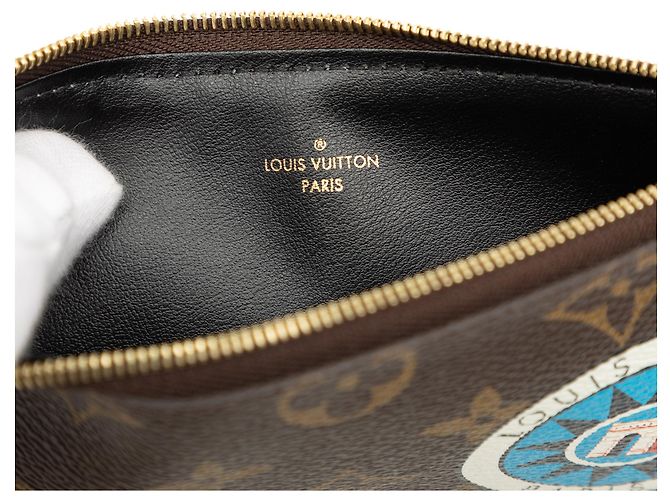 Pochette Félicie Pouch con Zip Louis Vuitton Brown Monogram World Tour Felicie Marrone - vista 5
