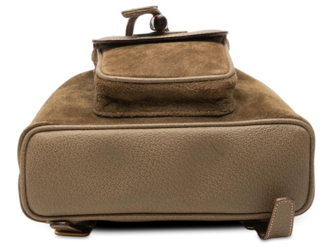 Bamboo Zaino Gucci in camoscio marrone con bambù Cachi - vista 3