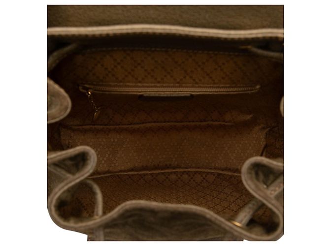 Bamboo Zaino Gucci in camoscio marrone con bambù Cachi - vista 4