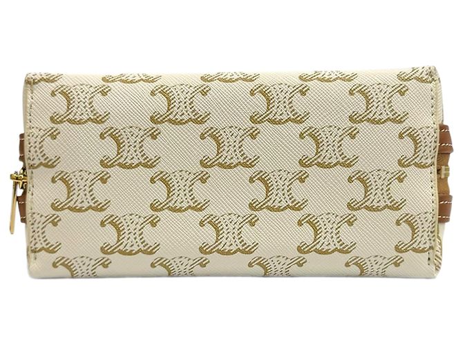 Céline Celine Triomphe Clutch mit Kette aus beschichtetem Canvas in Weiß - Ansicht 4