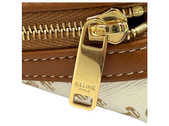 Céline Celine Triomphe Clutch mit Kette aus beschichtetem Canvas in Weiß - Ansicht 8