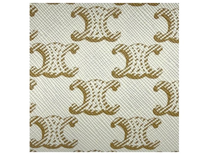 Céline Celine Triomphe Clutch mit Kette aus beschichtetem Canvas in Weiß - Ansicht 9