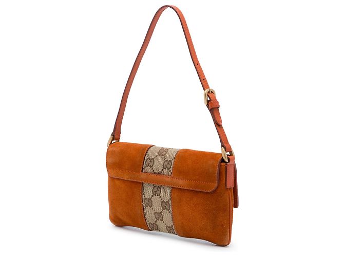 Borsa a tracolla Gucci Orange GG Canvas e camoscio Nailhead Arancione - vista 2