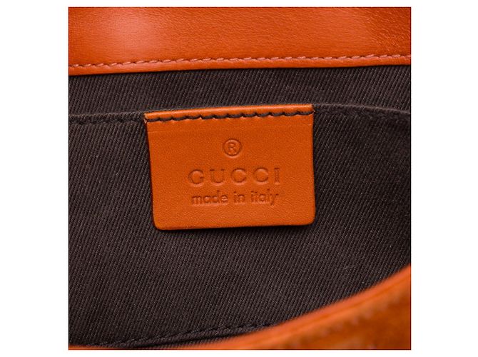 Borsa a tracolla Gucci Orange GG Canvas e camoscio Nailhead Arancione - vista 5