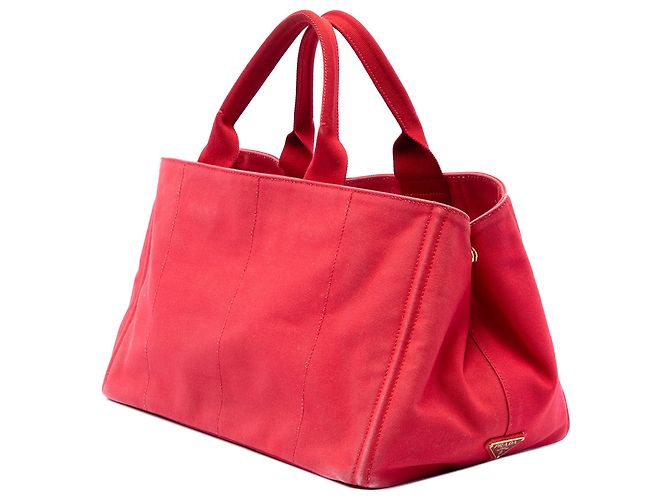 Prada Red Large Canvas Canapa Logo Tote Rot - Ansicht 2