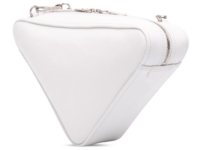 Borsa a tracolla Balenciaga Triangle Chain in pelle bianca Bianco - vista 2