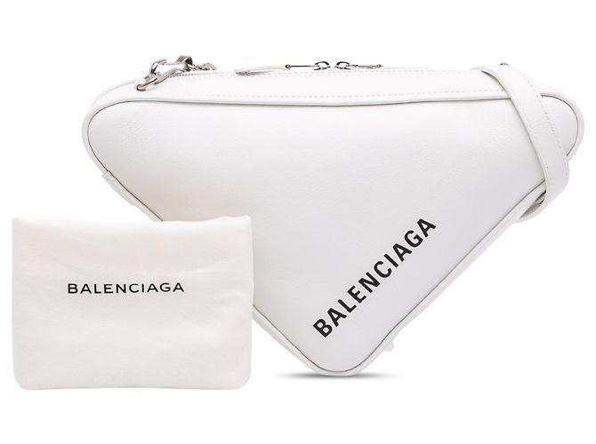 Borsa a tracolla Balenciaga Triangle Chain in pelle bianca Bianco - vista 7