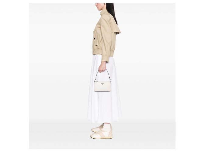 Borsa a tracolla Prada in Saffiano bianco Bianco sporco - vista 7