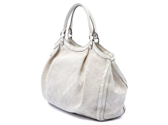 Gucci Sukey Large Tote aus weißem Raffia mit Diamanten Roh - Ansicht 2