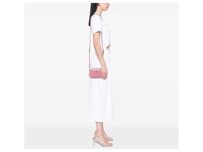 Prada Mini Borsa Camera Lux in Saffiano Rosa - vista 6