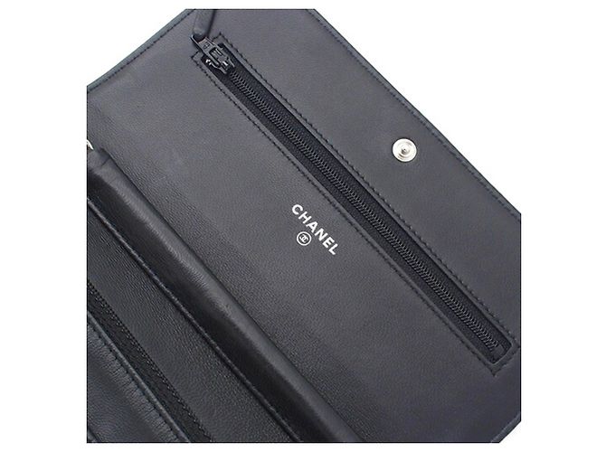 Portafoglio Chanel Black CC Embossed Lambskin Camellia Wallet On Chain Nero - vista 10