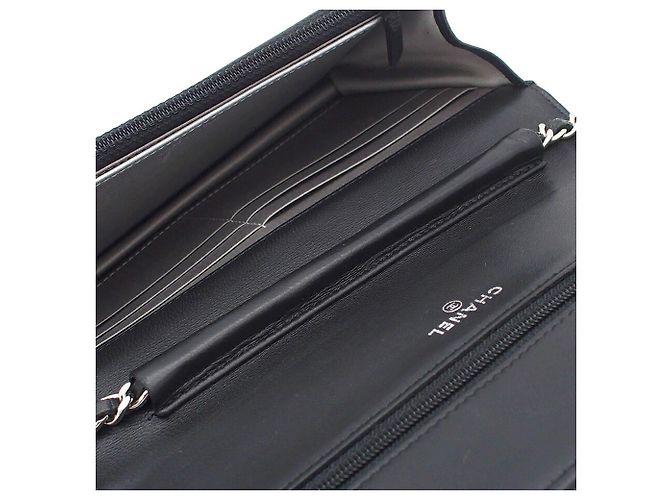 Portafoglio Chanel Black CC Embossed Lambskin Camellia Wallet On Chain Nero - vista 11