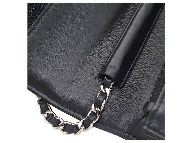 Portafoglio Chanel Black CC Embossed Lambskin Camellia Wallet On Chain Nero - vista 13