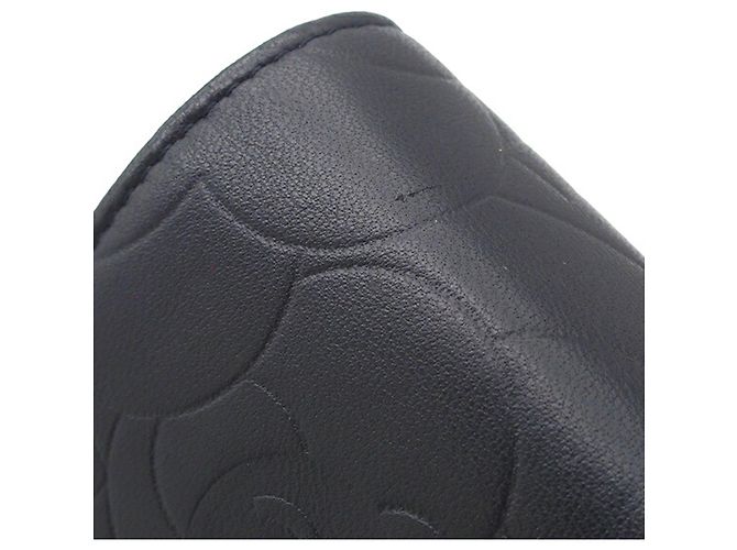 Portafoglio Chanel Black CC Embossed Lambskin Camellia Wallet On Chain Nero - vista 15