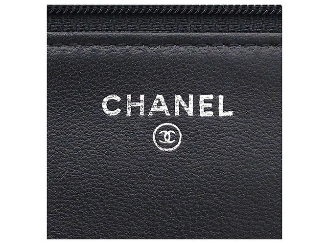 Portafoglio Chanel Black CC Embossed Lambskin Camellia Wallet On Chain Nero - vista 6