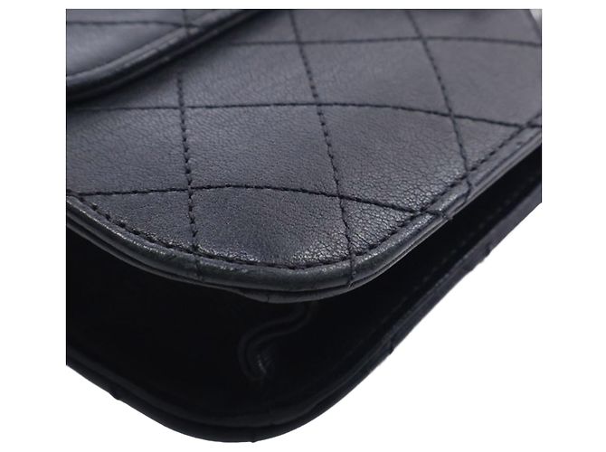 Chanel Black Large Quilted Sheepskin Front Chain Flap Nero - vista 10