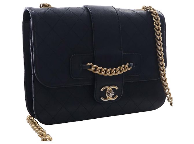 Chanel Black Large Quilted Sheepskin Front Chain Flap Nero - vista 11