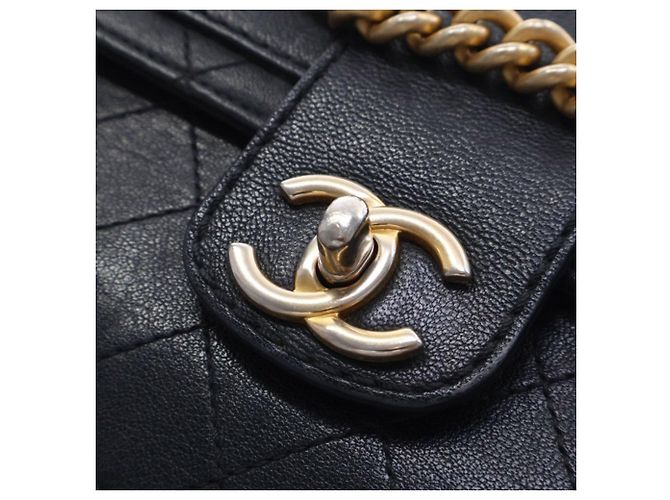 Chanel Black Large Quilted Sheepskin Front Chain Flap Nero - vista 6