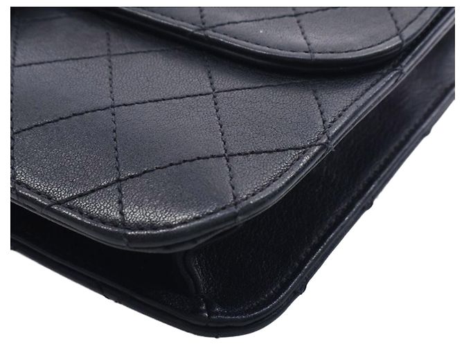 Chanel Black Large Quilted Sheepskin Front Chain Flap Nero - vista 8