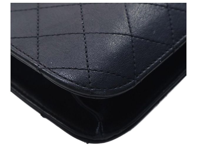 Chanel Black Large Quilted Sheepskin Front Chain Flap Nero - vista 9