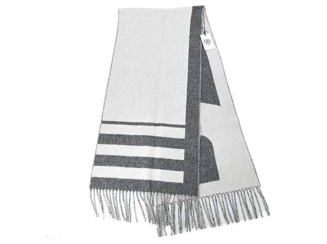 Hermès Stola in cashmere Hermes Love Story Marrone Bianco - vista 5