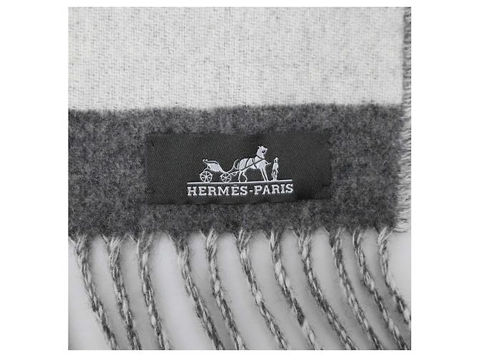 Hermès Stola in cashmere Hermes Love Story Marrone Bianco - vista 8