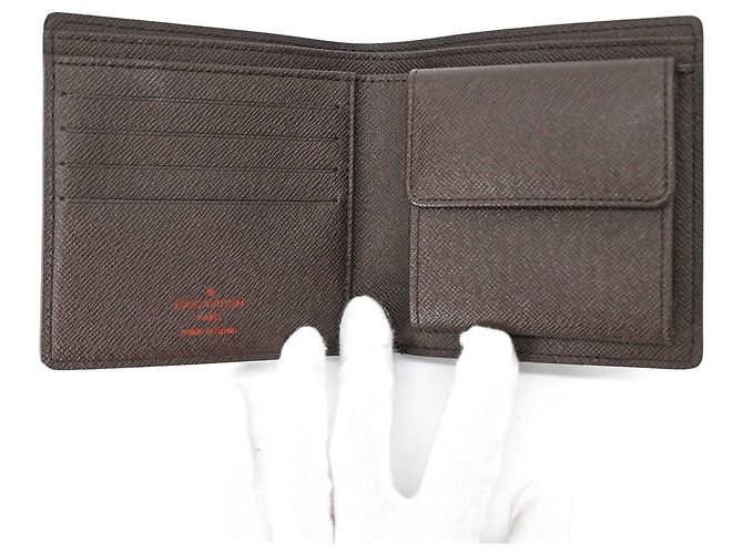 Louis Vuitton Damier Portefeuille Marco Bi-fold Wallet Marrone - vista 7