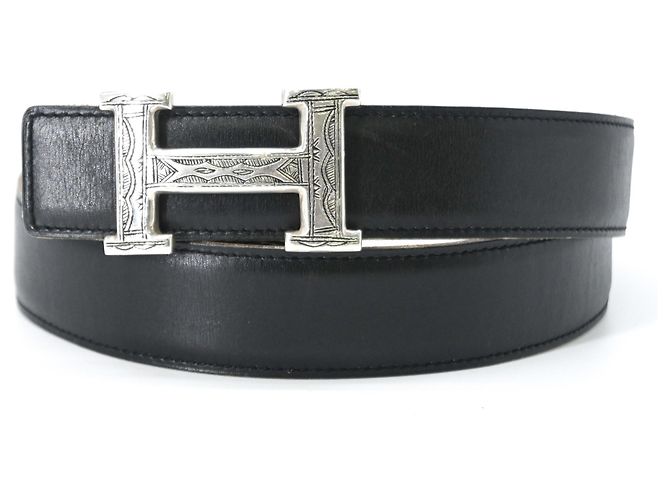 Hermès Cinto Hermes Constance Touareg H-Belt Marrom Preto Prata - vista 2
