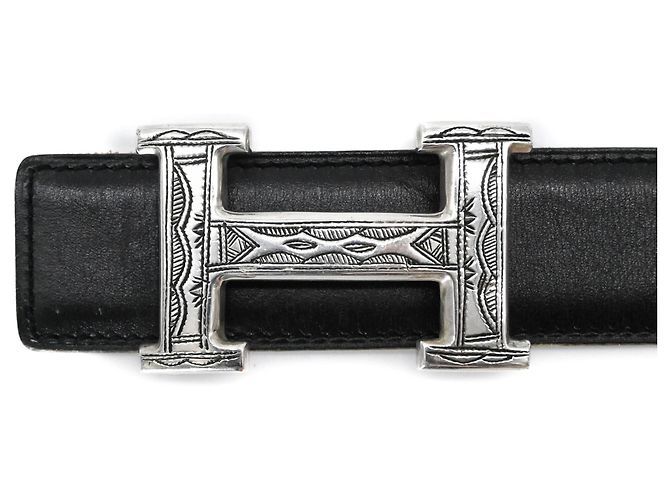 Hermès Cinto Hermes Constance Touareg H-Belt Marrom Preto Prata - vista 5