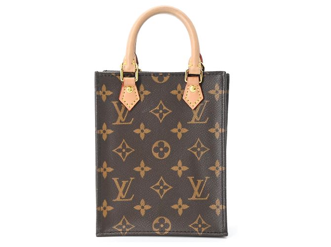 Borsa Louis Vuitton Monogram Petite Sac Plat Marrone Monogramma - vista 2
