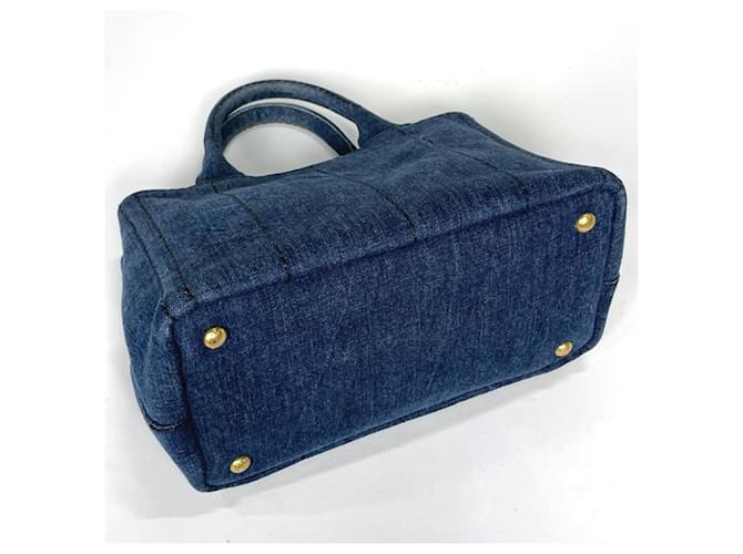 Borsa Tote Prada Canapa Blu - vista 2