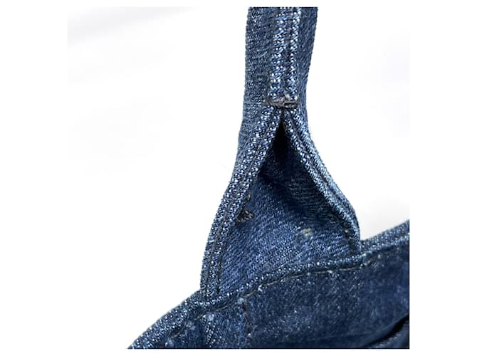 Borsa Tote Prada Canapa Blu - vista 4