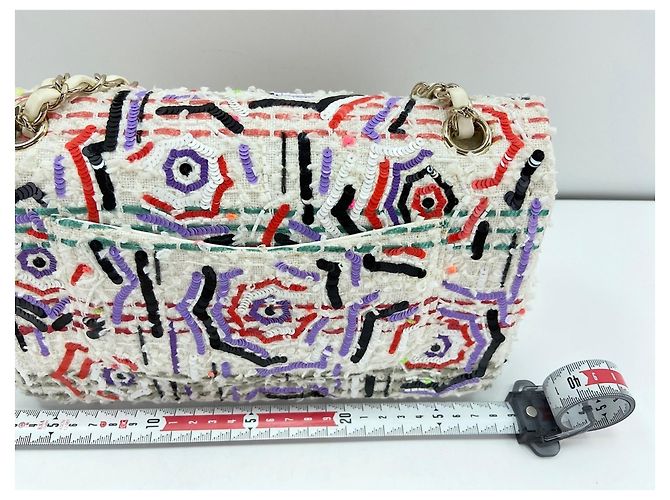 Borsa a tracolla Chanel Classic Flap in tweed Multicolore - vista 4