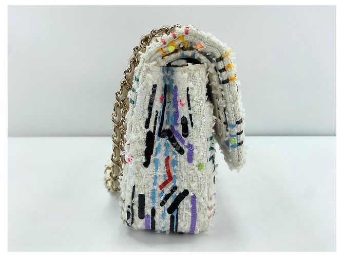 Borsa a tracolla Chanel Classic Flap in tweed Multicolore - vista 5